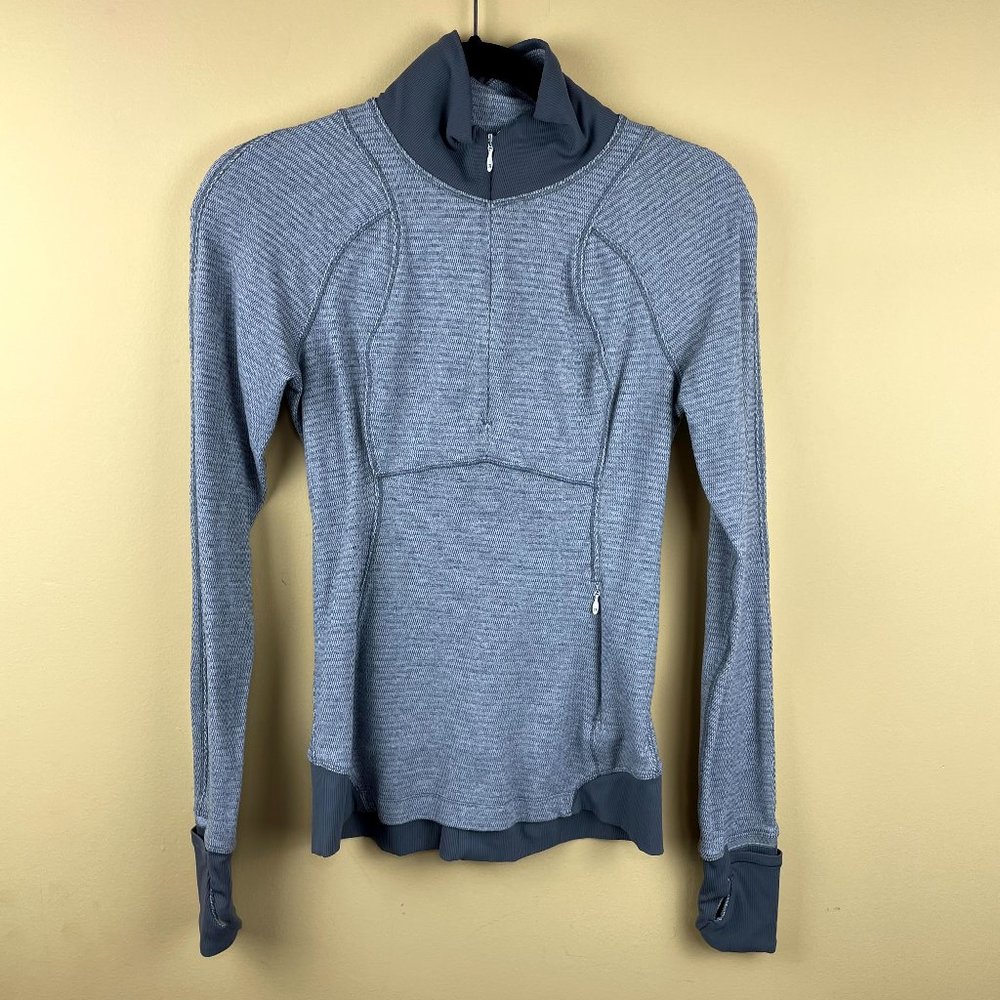 Lululemon Gray Striped Athleisure Half-Zip Jacket 4